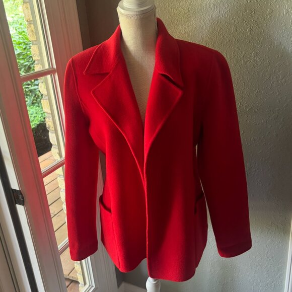 Anne Klein - Open Front Blazer Wool Blend w/ Pockets - Cherry Red (Size: M) - Picture 1 of 5